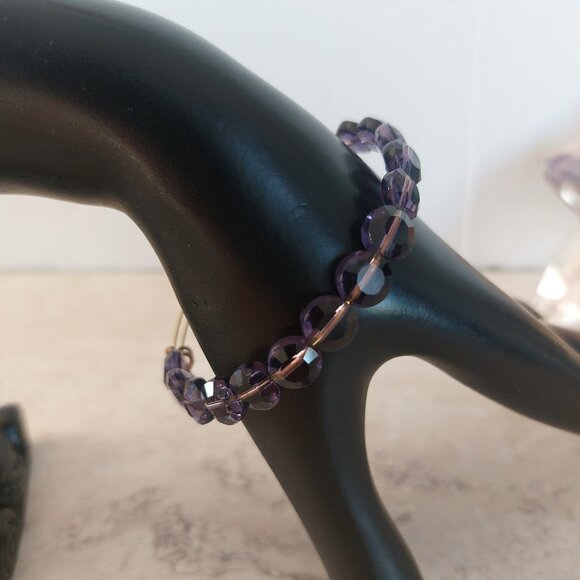 ALEX AND ANI Amethyst Luxe Bracelet Beaded Faceted Bangle Gold Electroplate EUC - Picture 3 of 14